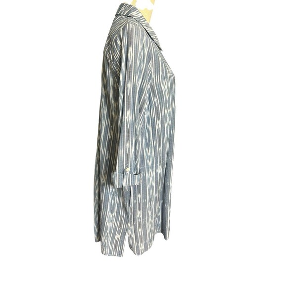 Pure Jill Ikat Button Down Roll-Tab Pockets Collard Shirt Cotton Tunic Dress  M - Picture 6 of 11